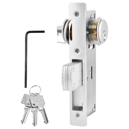 Storefront Mortise Door Lock, Commercial Mortise Lock with Lock Cylinder Aluminum Door Locks Double Cylinder Hook Deadbolt Lock Set for Storefront Entry Doors