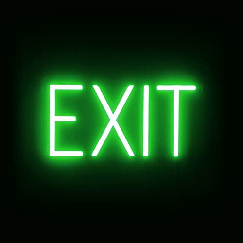 SpellBrite LED Neon EXIT Sign for Business - Green, 14" x 6" - color: Green, size: EXIT (14"x6.3")