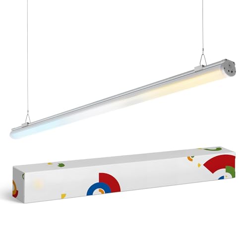 ASD 8FT LED Vapor Tight Light Fixture with Emergency Battery Backup - 64W/96W/120W 120-277V 3500/4000/5000K Dimmable Vapor Proof Lighting, Seamless Linkable Commercial Wall Light, UL DLC - color: 8ft Emergency Battery, size: 1 Pack