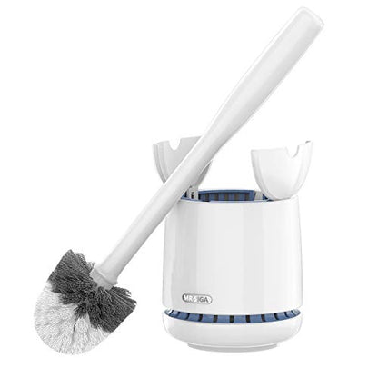 MR.SIGA Toilet Bowl Brush and Holder, Sturdy Long Handle, White, 1 Pack - color: White, size: One Size