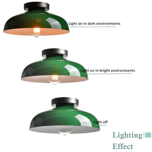 DIRYZON Industrial Green Semi Flush Mount Ceiling Light, 12-Inch - color: Green