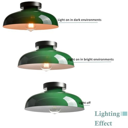 DIRYZON Industrial Green Semi Flush Mount Ceiling Light, 12-Inch - color: Green