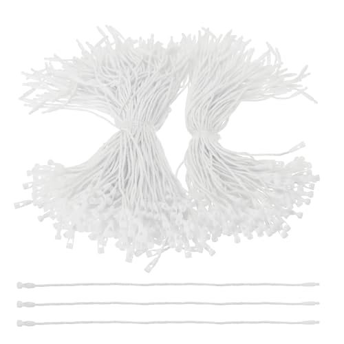 PATIKIL 300 Pcs Cotton Hang Tag String, 6 Inch White Snap Lock Pins Loop Fastener Price Tag Ties for Clothes Shoes Luggage - color: White, size: 6 Inch