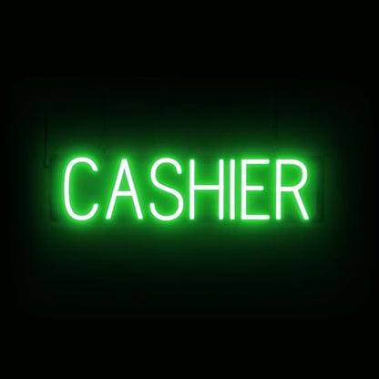 SpellBrite LED Neon CASHIER Sign for Business - Green, 25" x 6" - color: Green, size: CASHIER (25"x6.3")