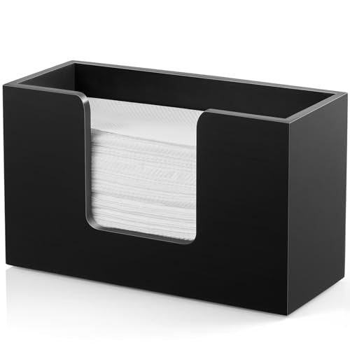 Wooden Paper Towel Dispenser Countertop, Bathroom Guest Towel Holder for Multifold C-Fold Z-Fold Trifold Hand Towels, Black Wood Napkin Holder for Kitchen, Vanity, Powder Room - color: 1 Pack-black, size: 11.02" x 4.65" x 6.57"