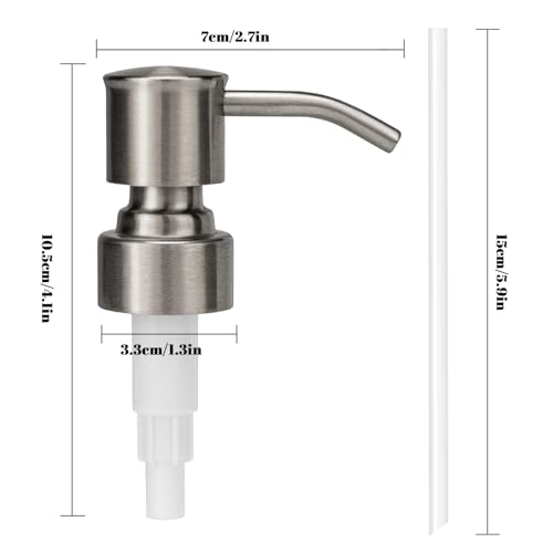 2 Pack 304 Stainless Steel Soap Dispenser Pump Replacement Standard 28/400 Thread Fit Regular Mouth Bottles for Lotion Dish Soap Kitchen Bathroom(Brushed Nickel) - color: Brushed Nickel