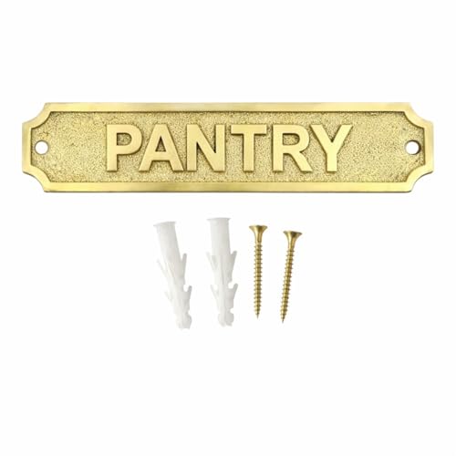 Brass PANTRY Door Sign Plaque 22 x 5 cm – Wall Mounted Kitchen Storage Label Plate with Screws – Home, Restaurant, Café, Office, Commercial Signage Identifier - color: PANTRY
