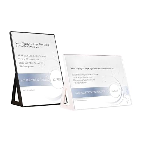 ABS Plastic Sign Holder L Shape (White A5 148×210mm/5.83×8.27inches)