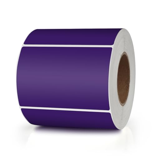 Purple Rectangle Labels 3" x 2" Color Coding Stickers Roll 500 Pcs - color: Purple