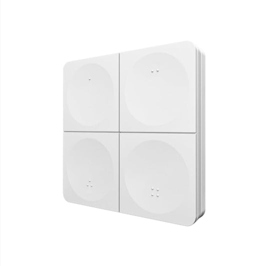 MiBOXER K4-W 4-Gang Wireless Dimming Panel, 2.4GHz 4-Zone LED Brightness & CCT Wall Remote, Battery-Free Wired Panel - color: White