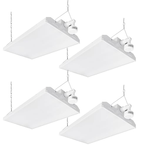 2FT LED Linear High Bay Shop Light with Motion Sensor, 210W High Bay Work Light Fixture, 28350LM, 120-277V, 5000K Daylight Linear Hanging Lighting for Garage, Warehouse, UL&DLC Listed - 4PK - color: 210W - with sensor - White, size: 4PK