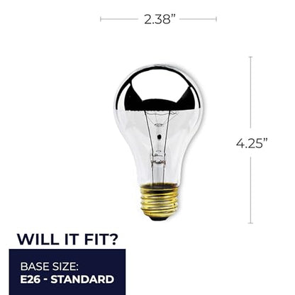 Bulbrite 60A19HM - 60W A19 Half Mirror (12/120) - style: LEGACY