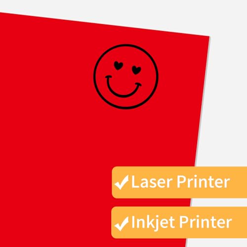 Printable Sticker Paper, 20 Sheets Red Printable Sticker Paper, Laser/Inkjet Printing- Matte Red, Letter Size (8.5" x 11") - color: Red, size: 8.5" x 11"