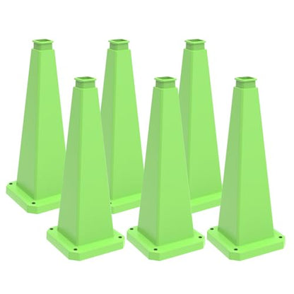 36 inch Green Safety Caution Cones Blank, Safety Road Cones Unprinted with Heavy Rubber Weighted Base for DIY Custom Messaging Hazard Warning (6 Pack) - color: BLANK/GREEN, size: 36 inch