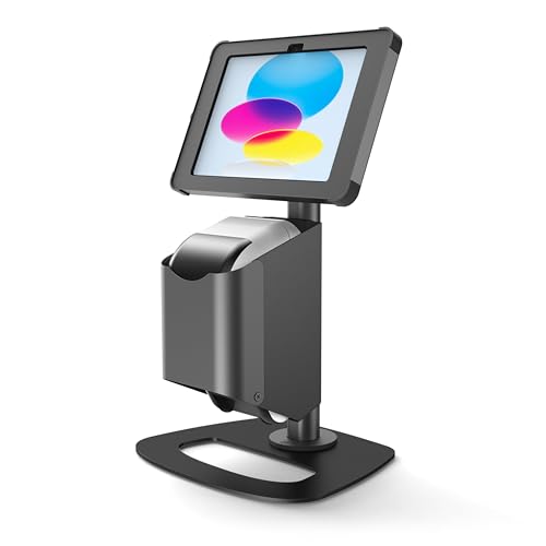 SPROCKET X Print Mini Desktop Tablet Stand with Brother QL Label Printer Integration - Professional iPad Stand for Desk that Reimagines Visitor Management and Check-in - Compatible with iPad 11”