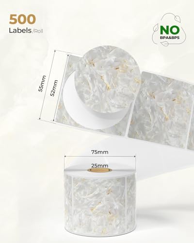 MUNBYN 2 Inch White Round Shell Texture Thermal Labels, 500 Labels/Roll - color: Gold White, size: 2"