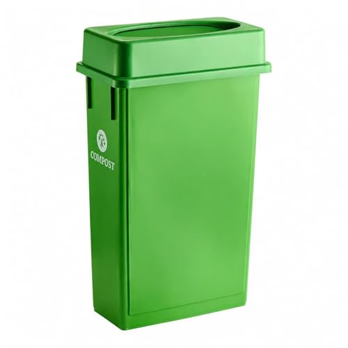 23 Gallon Slim Rectangular Commercial Trash Can, Heavy Duty Plastic Indoor Waste Bin for Kitchen, Office, Restaurant, School, Restroom & Janitorial Use (Lime Green, with Lid) - color: Lime Green