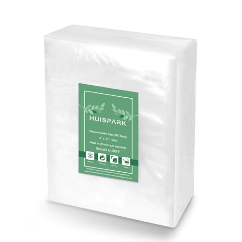 Vacuum Sealer Bags,Heavy Duty Pre-Cut Design Commercial Grade 4x6 Inch Food Sealable Bag for Heat Seal Food Storage, Seal Bag Boilsafe to 280°F Freezable, Resizable,Reuseable (100Pcs) - size: 4 x 6 Inch 100 Pcs