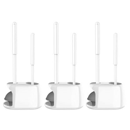 SetSail 3 Packs Toilet Brush and Plunger Set for Bathroom Cleaning, White - color: White, size: 3 packs
