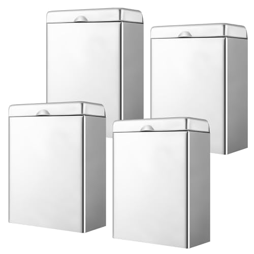 Tioncy 4 Pcs Sanitary Napkin Receptacle Wall Mounted,Natural Color - color: Natural Color