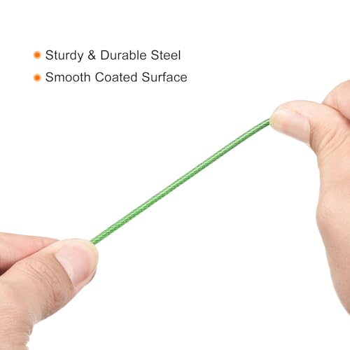 PATIKIL Security Steel Cable 2.5mm x 1m/3.28ft Coated Luggage Lock Wire Rope with Double Loop Green 2 Pack - color: Green, size: 2.5mmx1m