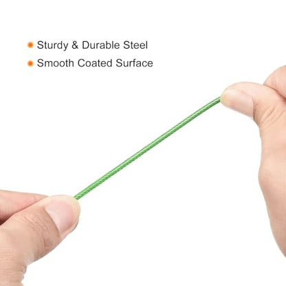 PATIKIL Security Steel Cable 2.5mm x 1m/3.28ft Coated Luggage Lock Wire Rope with Double Loop Green 2 Pack - color: Green, size: 2.5mmx1m