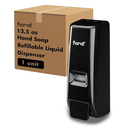 Karat Black Wall Mount/Stand Hand Soap Dispenser - 13.5 oz Refillable Liquid Soap Dispenser for Bathroom, Commercial Use-Compatible - 1 Unit, JSD-HSL01B