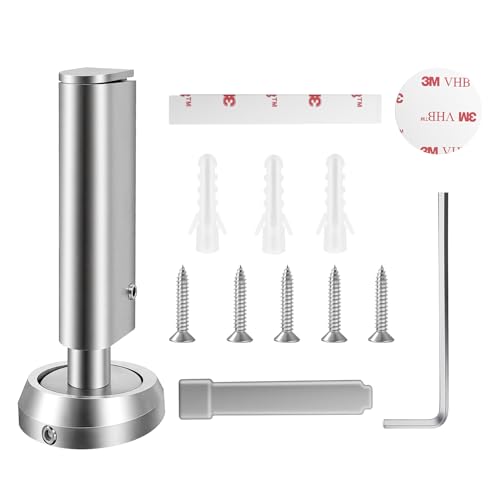 Adjustable Height Magnetic Door Stopper,304 Stainless Steel Magnetic Doorstop with Floor Mounted,Door Holder to Keep Door Open No Drilling with Screws and 3M Adhesive,1 Pack(Silver) - color: Silver