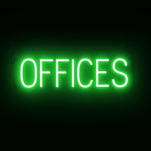 SpellBrite LED Neon OFFICES Sign for Business - Green, 24" x 6" - color: Green, size: OFFICES (24"x6.3")