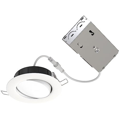 Juno 4" Adjustable LED Wafer Downlight, 5-in-1 CCT, Matte White - color: Matte White, size: 4-Inch