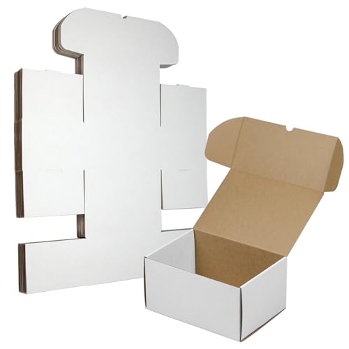 10x7x5 Inches Shipping Boxes Set of 20, White Corrugated Cardboard Box Literature Mailer for Packing Small Business - color: White, size: 10x7x5 - 20pcs