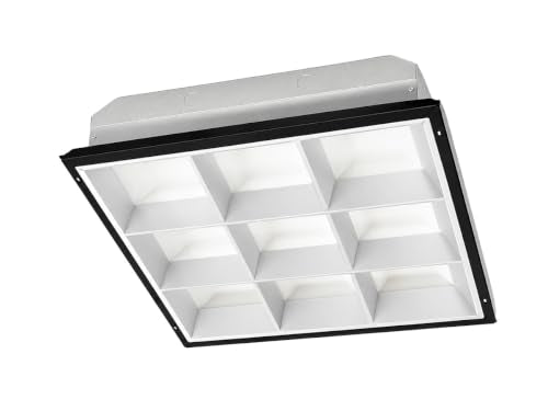 WareLight 2X2 LED Ready Parabolic Troffer Fixture, 9-Cell, 3-Lamp T8 LED Ready (Sold Separately), Non-Shunted Sockets, Single & Double Ended Wiring, 120-277V - size: 2x2