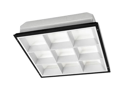 WareLight 2X2 LED Ready Parabolic Troffer Fixture, 9-Cell, 3-Lamp T8 LED Ready (Sold Separately), Non-Shunted Sockets, Single & Double Ended Wiring, 120-277V - size: 2x2