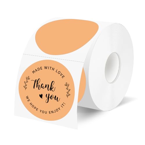 500 Labels/Roll 2" Apricot Round Thermal Labels, Waterproof Circle Blank Thermal Sticker Compatible with Direct Thermal Label Printers for DIY Logo Designs, Thank You, Small Business - color: Apricot, size: 2 Inch