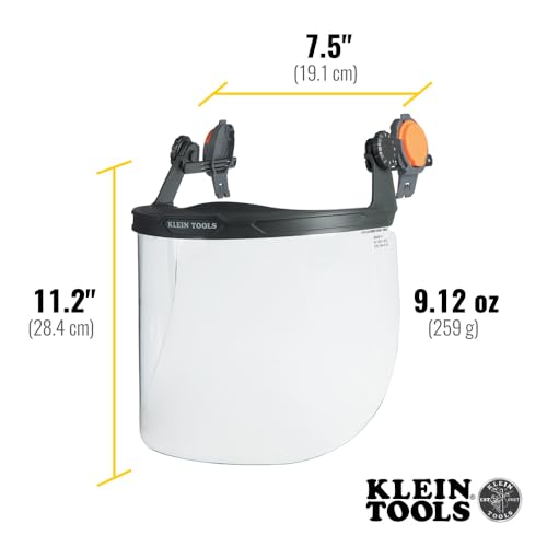 KLEIN TOOLS 60528 Full-Brim Hard Hat Face Shield, Clear, One Size - size: Full Brim Clear