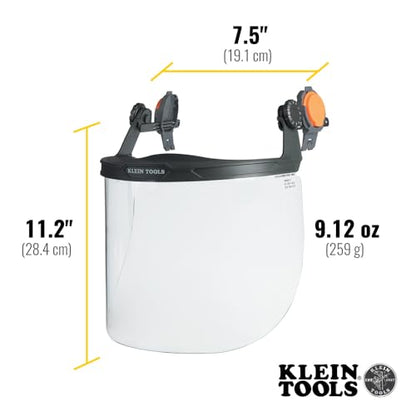 KLEIN TOOLS 60528 Full-Brim Hard Hat Face Shield, Clear, One Size - size: Full Brim Clear