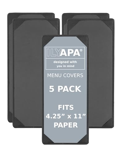 Ilyapa Vinyl Leather Menu Holder, 4.25x11 Inch - 5 Pack, Table Top Display - size: 4.25 x 11