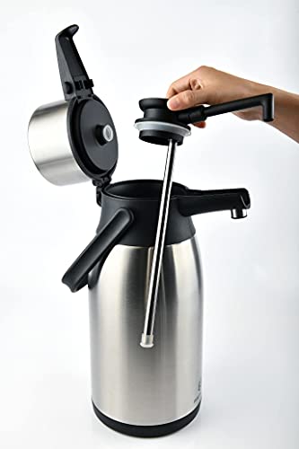 Thermal Coffee Carafe Airpot Dispenser by Heritage66 Triple Wall Stainless Steel Thermal Vacuum insulated 12 hours heat Retention 24 hours cold Retention (3 Liter) (HP30P)