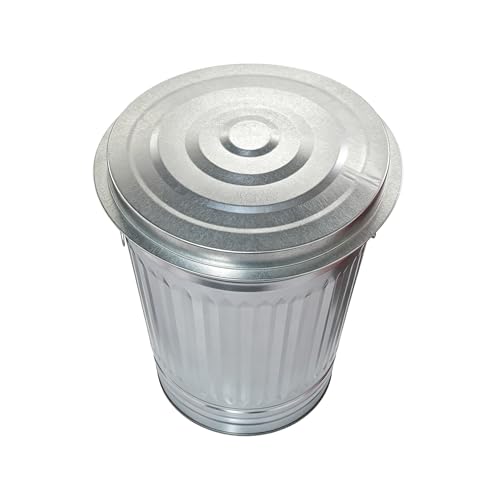 31 Gallon Metal Trash Can with Lid, Galvanized Steel Garbage Bin