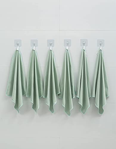 Puomue 6 Pack Microfiber Glass Cleaning Cloth, 16 Inch x 16 Inch, Lint Free Quickly Clean Window, Glasses, Windshields, Mirrors, and Stainless Steel, Green - color: Green