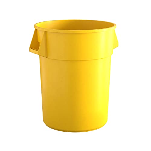 55 Gallon Yellow Round Commercial Trash Can, Heavy-Duty Food Grade NSF Certified, Perfect for Restaurant, Office, School, Garage, Backyard, Workshop, Warehouse - color: Yellow, size: 55 Gallon, style: Trash Can