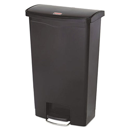 Rubbermaid Commercial Products Streamline Slim Step-On Plastic Trash Garbage Can, 18 Gallon, Black, Wastebasket for Home/Kitchen/Hospital/Healthcare Facility - color: Black, size: 18 Gallon, style: Plastic Front Step Step-On