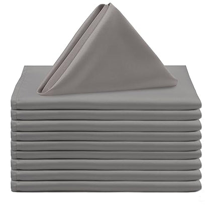 Your Chair Covers - 10 Pack 20 Inch L'Amour Satin Napkins Dark Silver/Platinum, Oversized, Double Folded and Hemmed Table Napkins for Restaurant, Bistro, Wedding, Thanksgiving and Christmas - color: Dark Silver