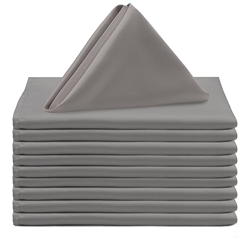Your Chair Covers - 10 Pack 20 Inch L'Amour Satin Napkins Dark Silver/Platinum, Oversized, Double Folded and Hemmed Table Napkins for Restaurant, Bistro, Wedding, Thanksgiving and Christmas - color: Dark Silver