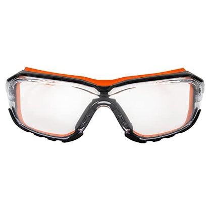 Birdz Gasket Motorcycle Riding & Sports Safety Glasses ANSI z87.1 Rated Black w/Orange Gasket Frame & Clear Lenses