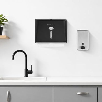 modunful Folded Wall-Mount Paper Towel Dispenser Black, Keyless for Home - color: D-221 Black