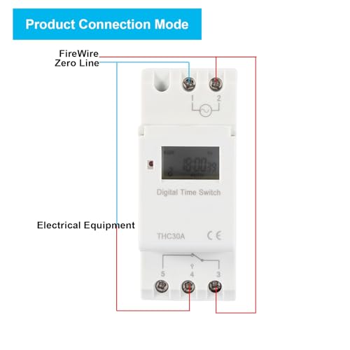 YWBL-WH DIN Rail Timer Switch, 30A LCD Programmable Multi-Voltage