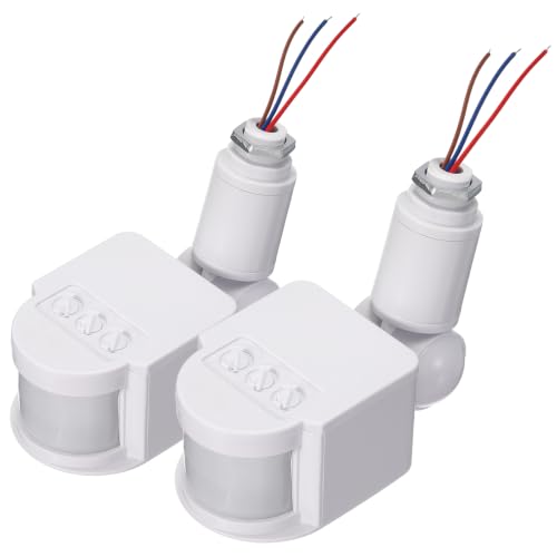 Outdoor Motion Sensor, 2Pcs Infrared PIR Motion Detector - White - color: White, size: 0.6" Hole