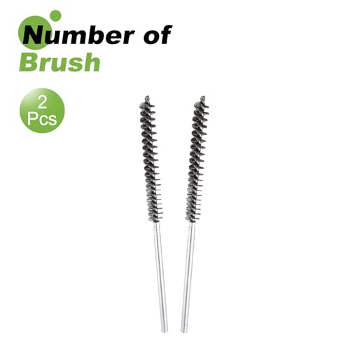 HARFINGTON 2pcs Wire Bore Brush Set 8 Inch Length 1/2 Inch Shank Stainless Steel Bristles Cleaning Brush for Clean Car Part Tube Kitchen Garage - size: 8 x 1/2 Inch