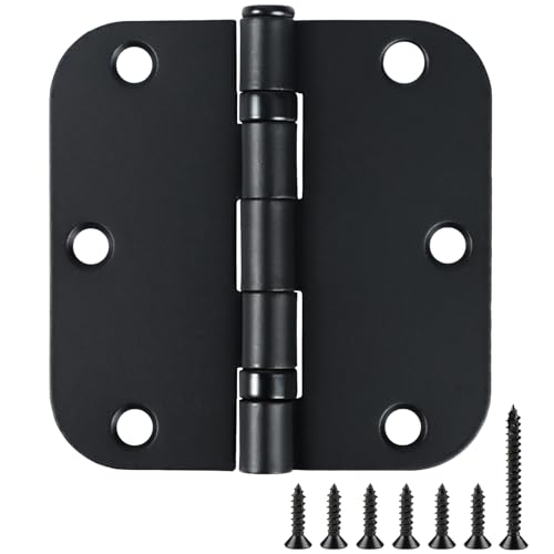 TDCHINGES Rounded Matte Black Door Hinges 3.5 Inch 5/8" Lasting No Squeak - color: Matte Black-Rounded, size: 36 Pack-Ball Bearing-lasting no squeak